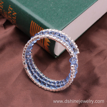 Multilayer Crystal Beaded Jewelry Rhinestone Stretch Bangle